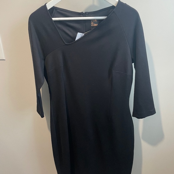 NWT asymmetrical neck black dress size 8 - Picture 1 of 2
